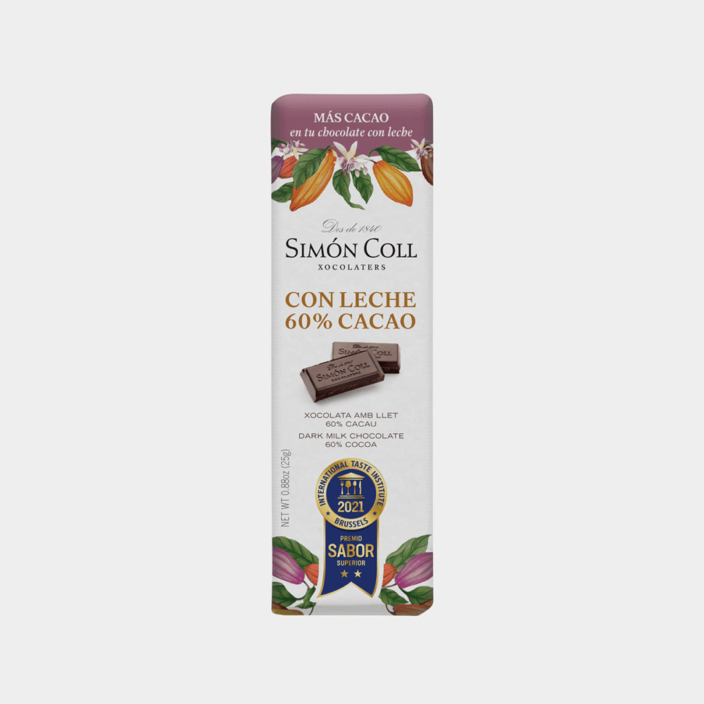Chocolate 60% leche 25 grs.